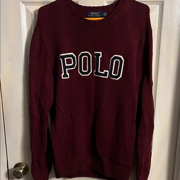 SOLD Men’s Polo Ralph Lauren Logo Maroon Crewneck Sweater- S- EUC - Picture 5 of 5